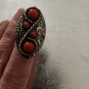 Vintage Silver and carnelian adjustable ring